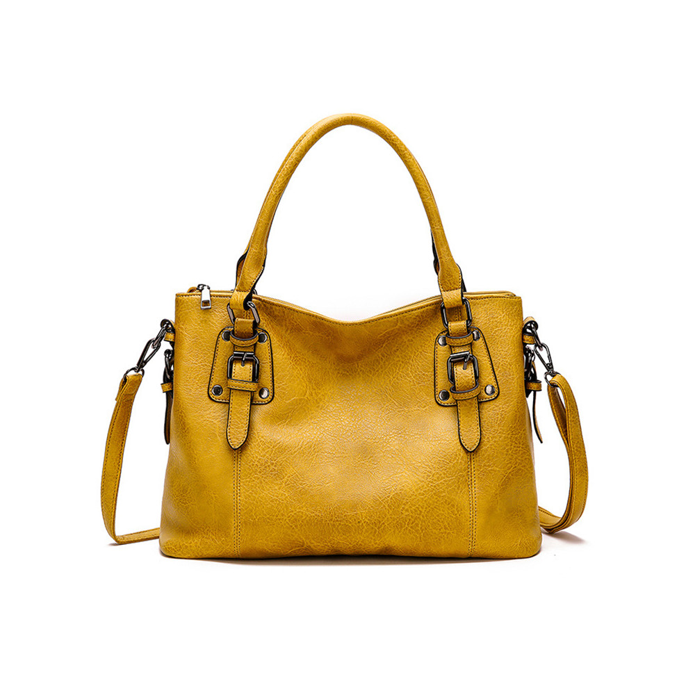 Vintage Buckled Oiled Leather Tote Bag