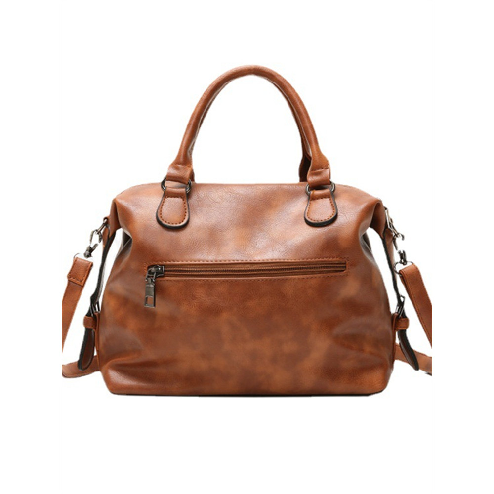 Vintage Buckled Patchwork Oiled Leather Crossbody Bag