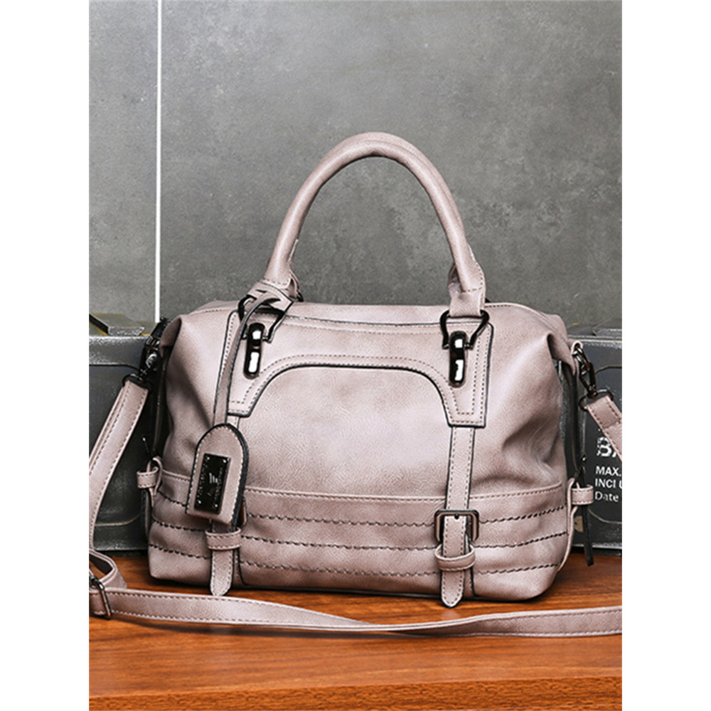 Vintage Buckled Patchwork Oiled Leather Crossbody Bag