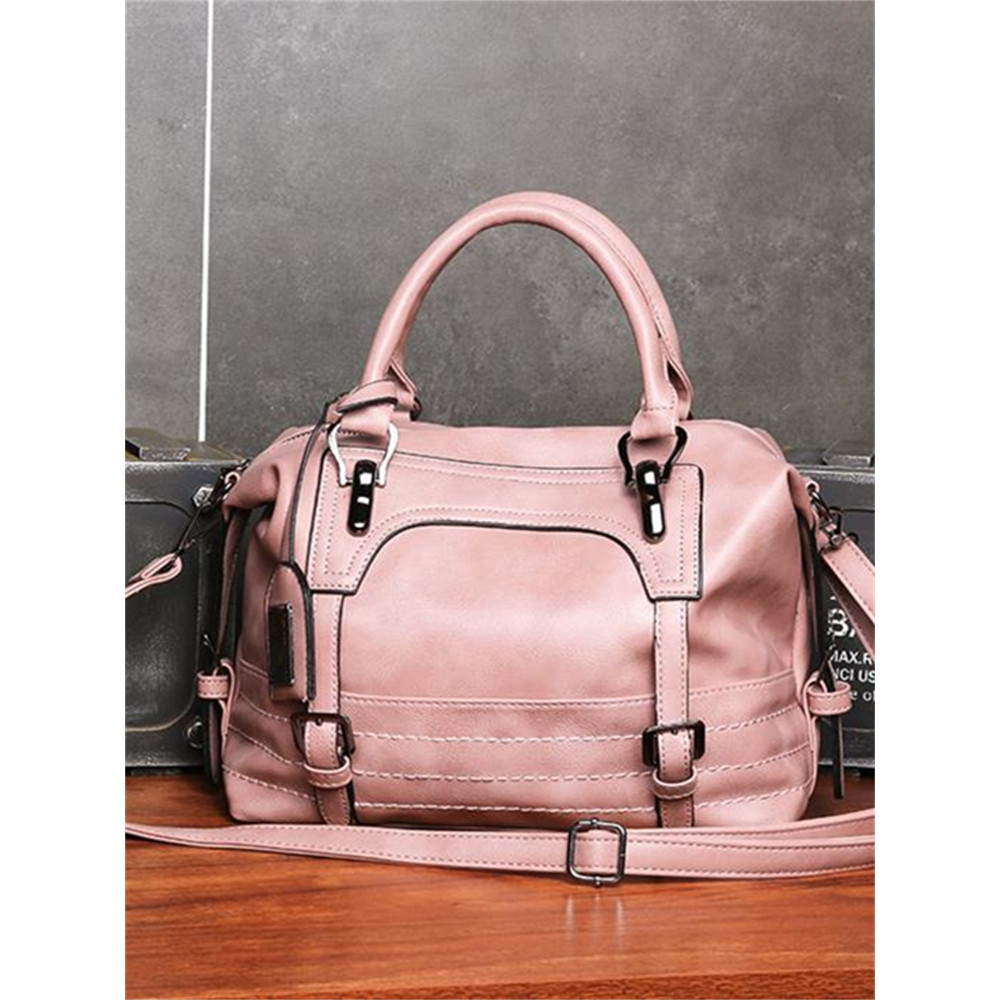 Vintage Buckled Patchwork Oiled Leather Crossbody Bag