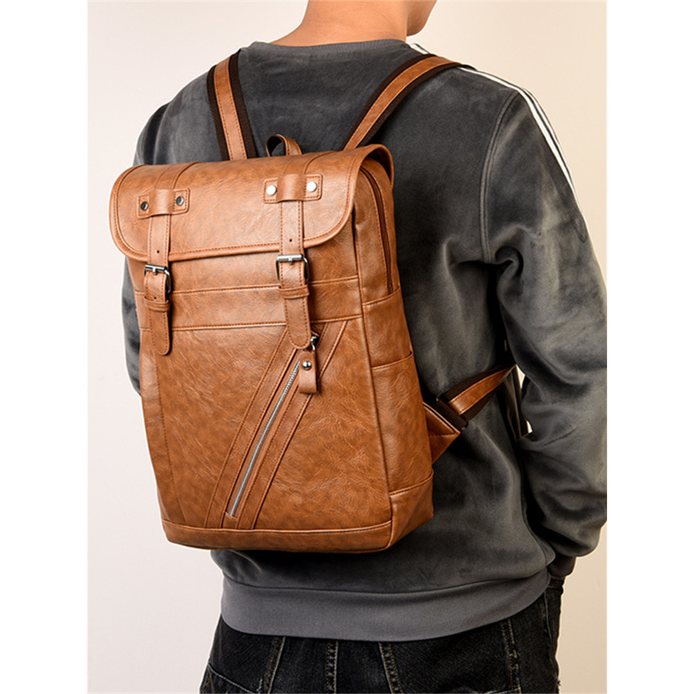 Vintage Buckles Flap Utility Laptop Backpack