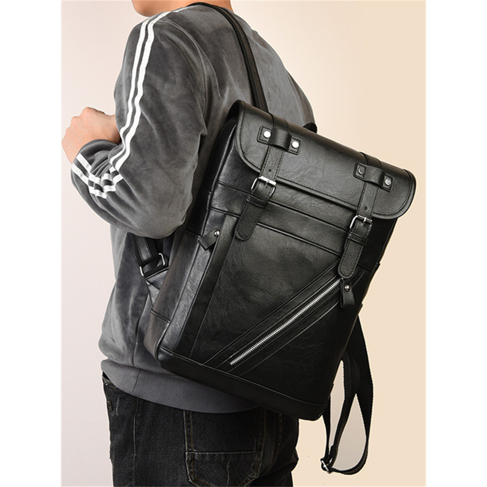 Vintage Buckles Flap Utility Laptop Backpack