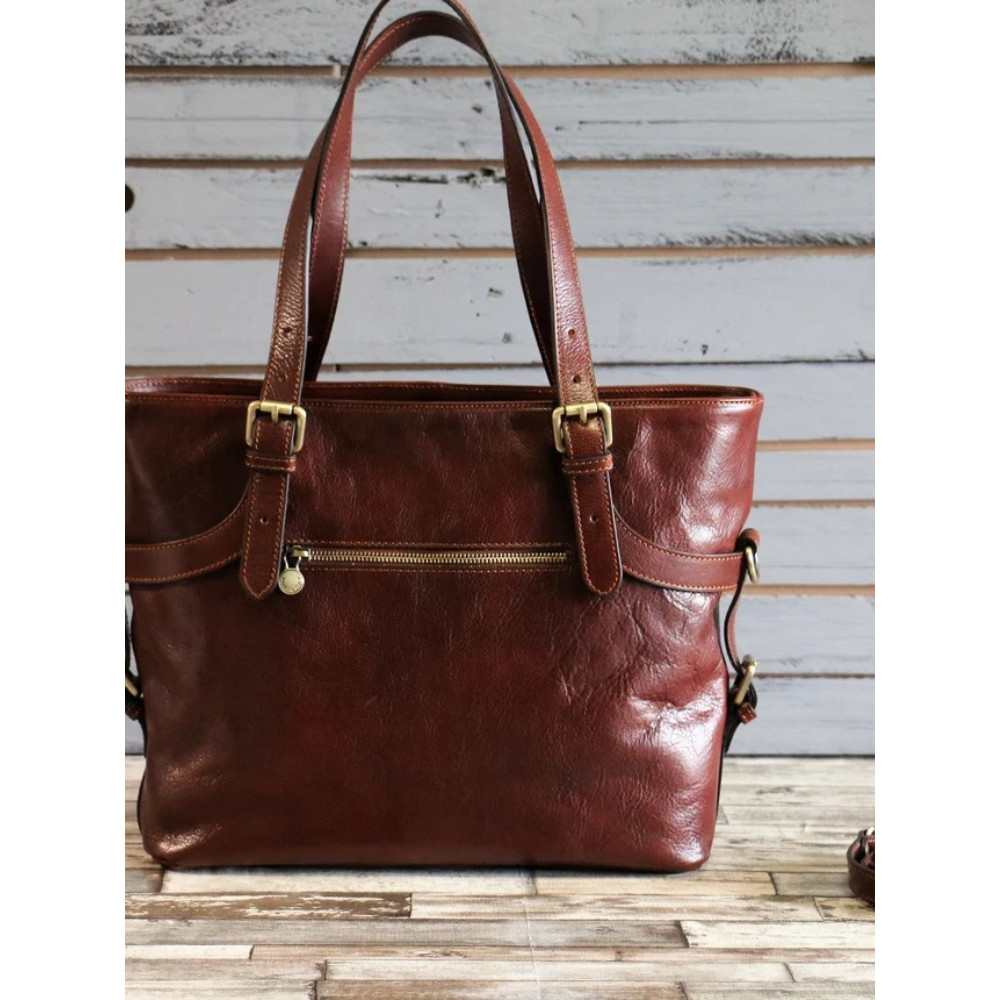 Vintage Buckles Leather Tote Bag