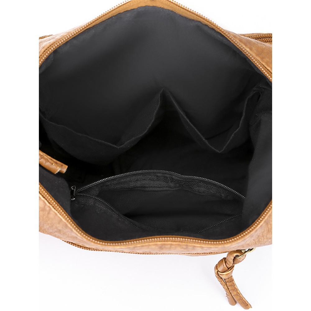 Vintage Buckles Washed Leather Crossbody Bag