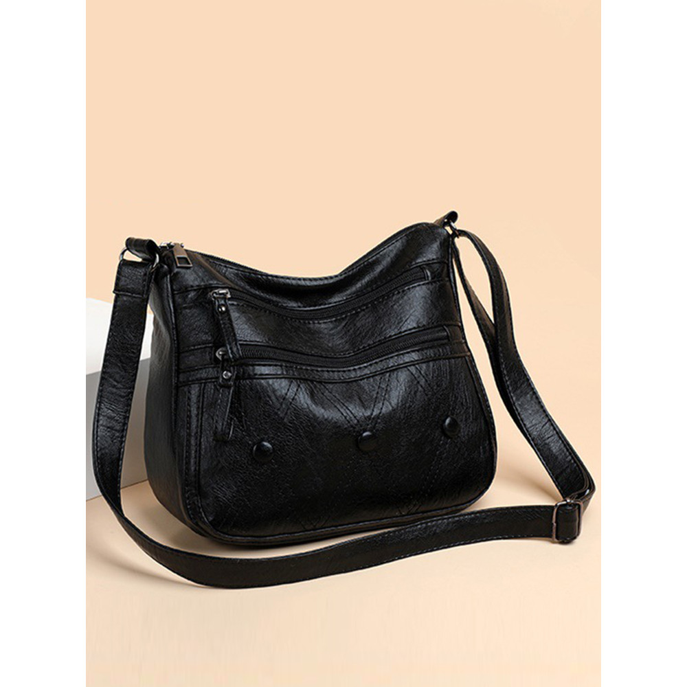 Vintage Button Diamond Pattern Crossbody Bag