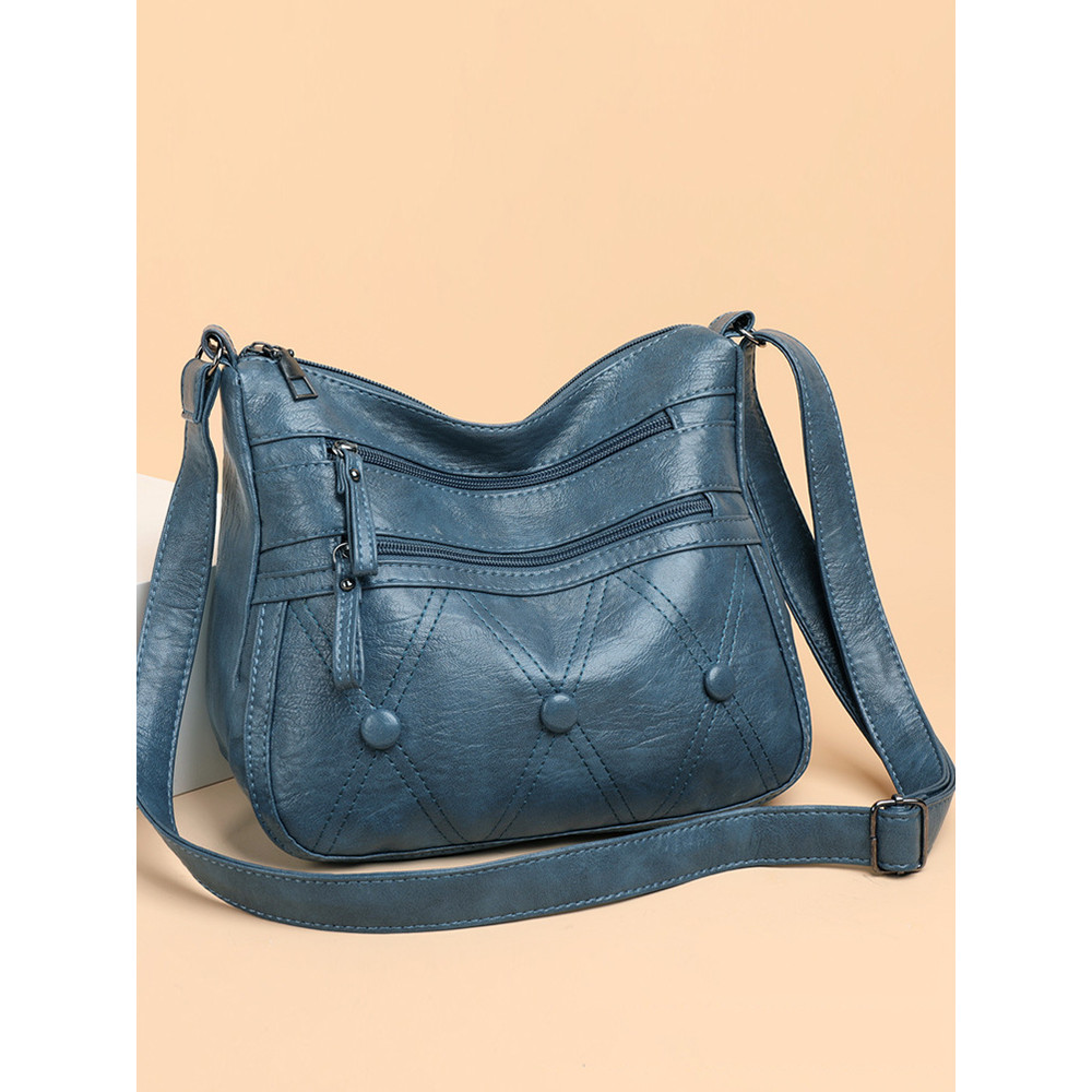 Vintage Button Diamond Pattern Crossbody Bag