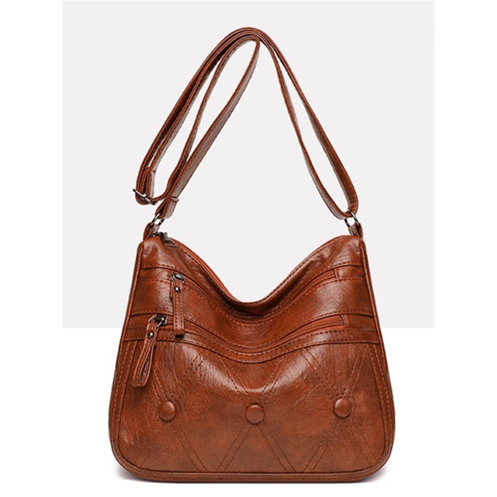 Vintage Button Diamond Pattern Crossbody Bag
