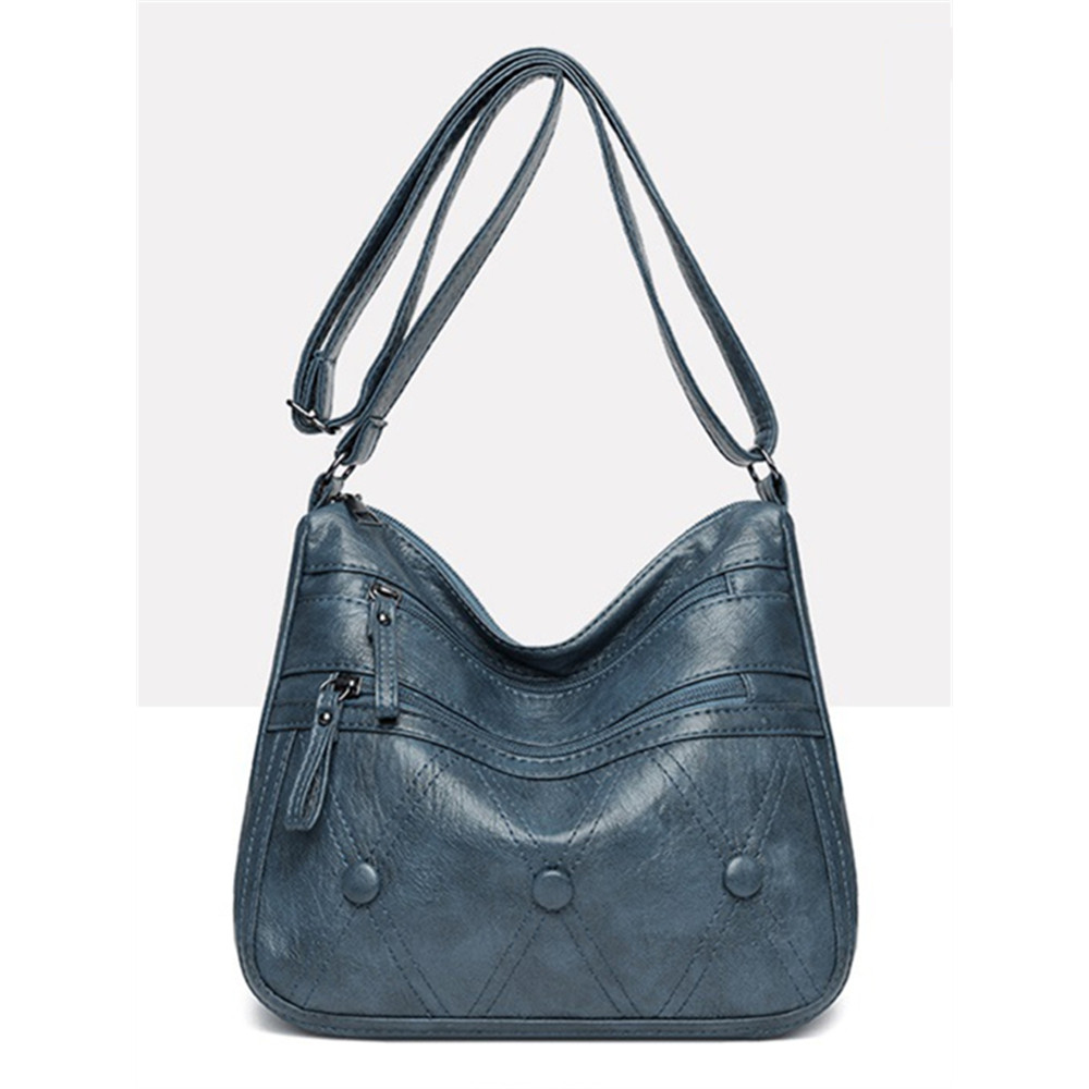 Vintage Button Diamond Pattern Crossbody Bag
