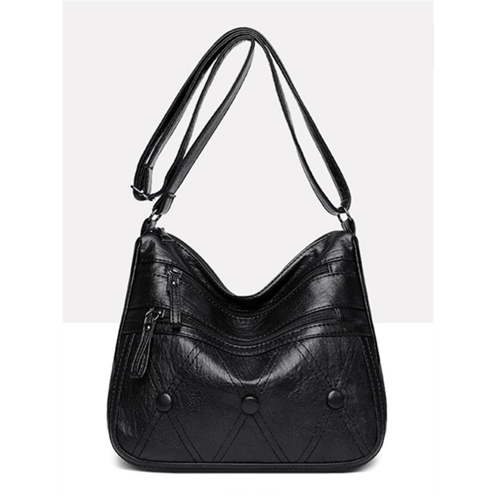 Vintage Button Diamond Pattern Crossbody Bag