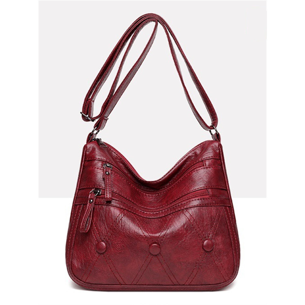 Vintage Button Diamond Pattern Crossbody Bag