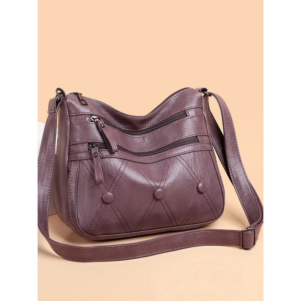 Vintage Button Diamond Pattern Crossbody Bag