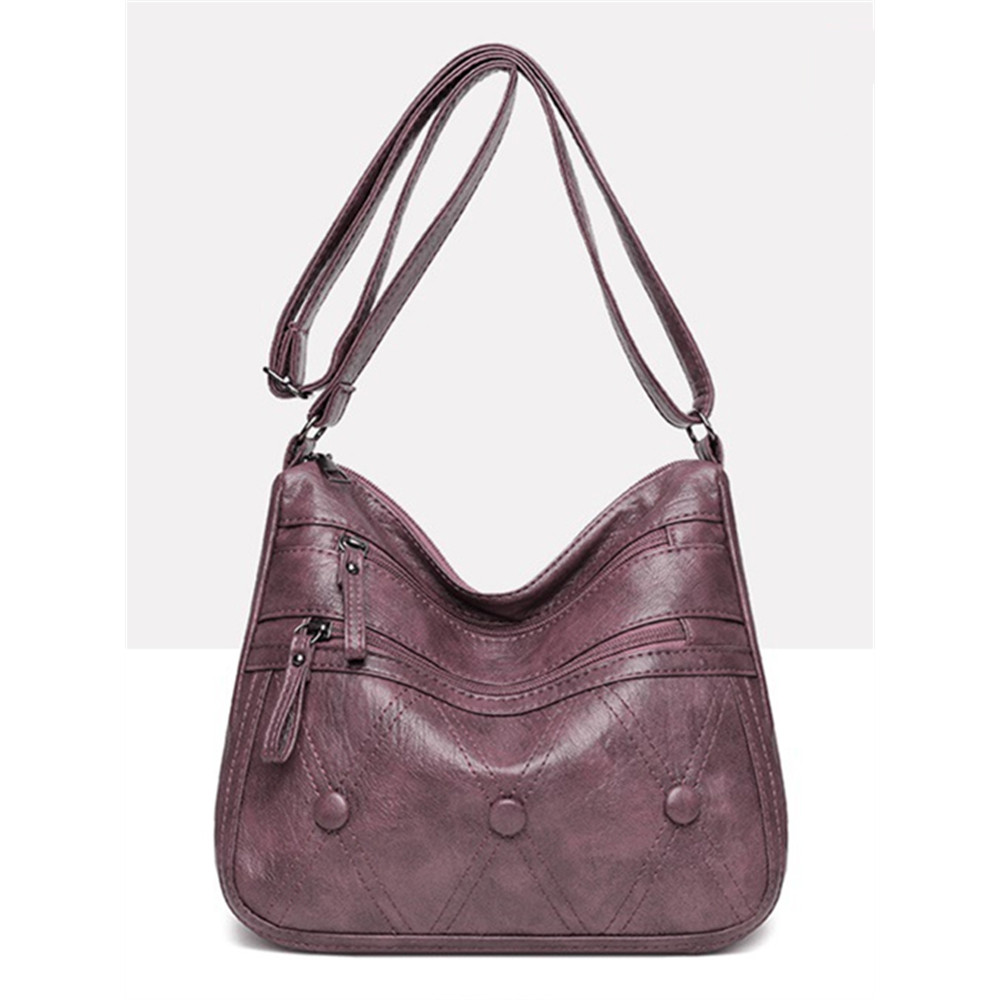 Vintage Button Diamond Pattern Crossbody Bag