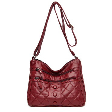Vintage Buttons Diamond Pattern Crossbody Bag