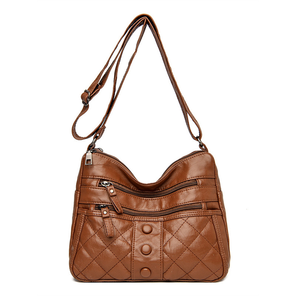 Vintage Buttons Diamond Pattern Crossbody Bag