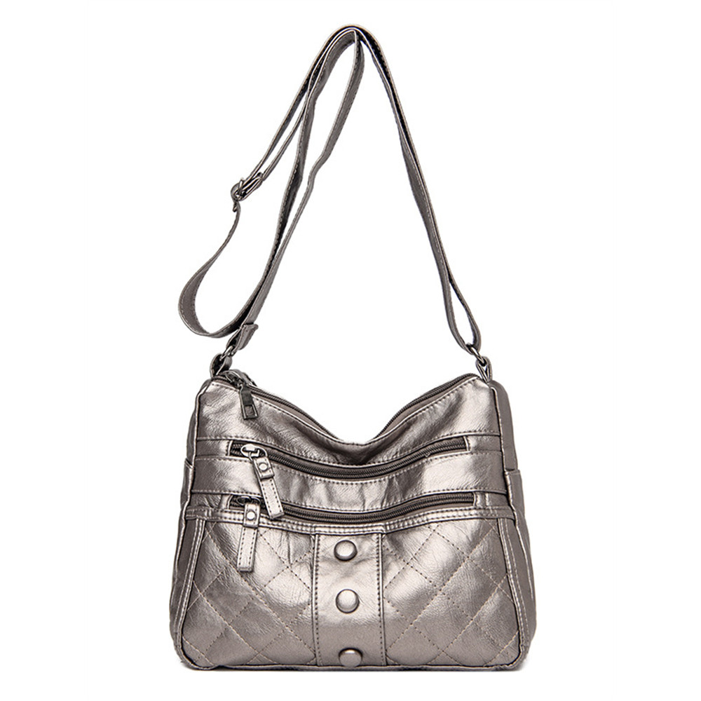 Vintage Buttons Diamond Pattern Crossbody Bag