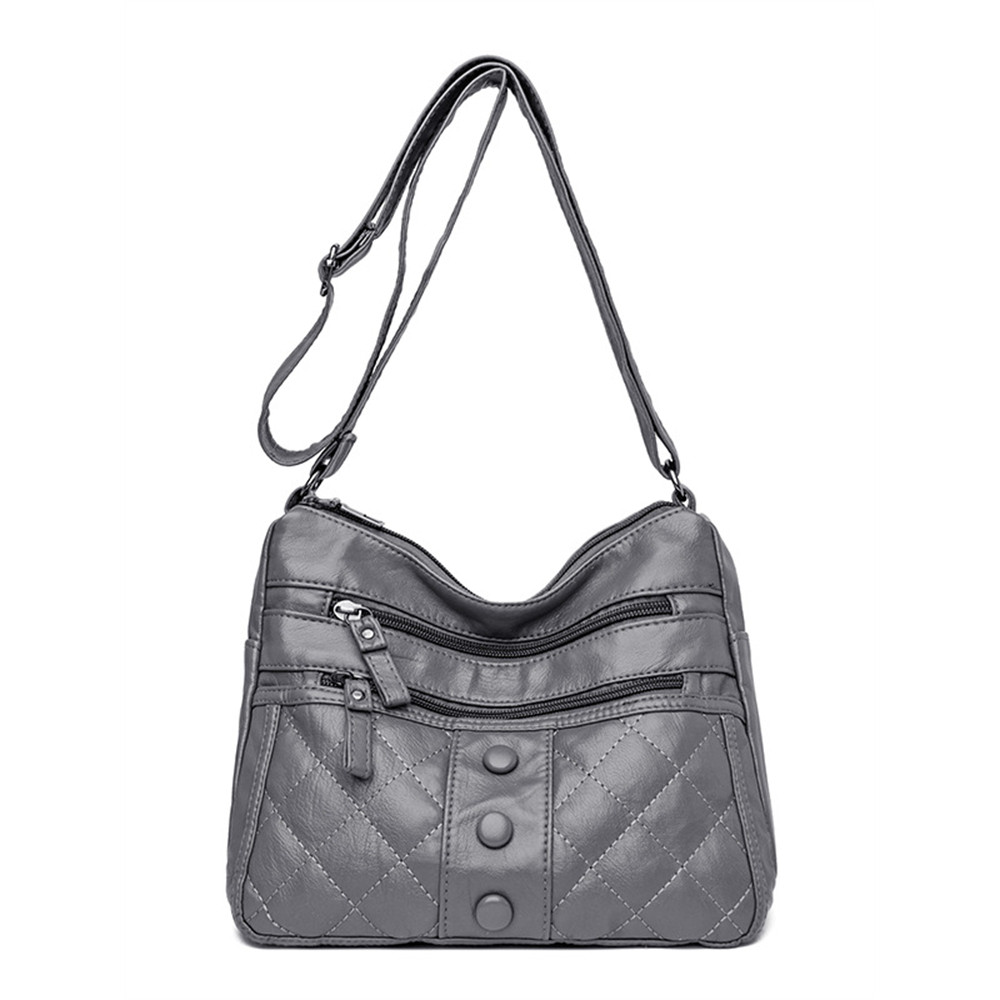 Vintage Buttons Diamond Pattern Crossbody Bag