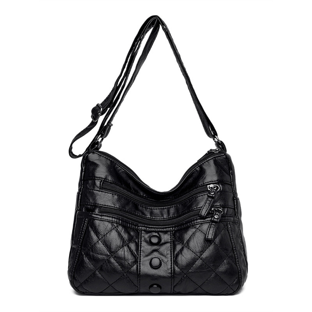Vintage Buttons Diamond Pattern Crossbody Bag