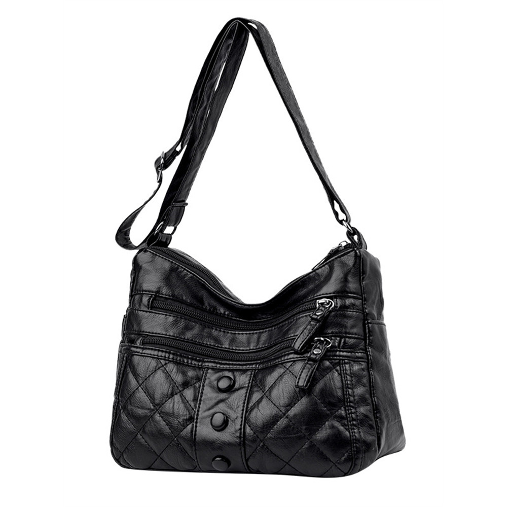 Vintage Buttons Diamond Pattern Crossbody Bag
