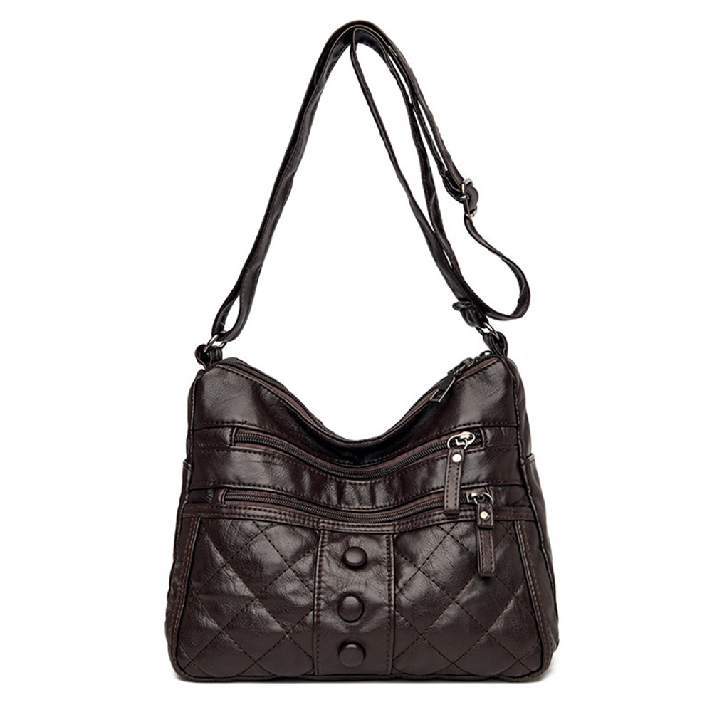 Vintage Buttons Diamond Pattern Crossbody Bag