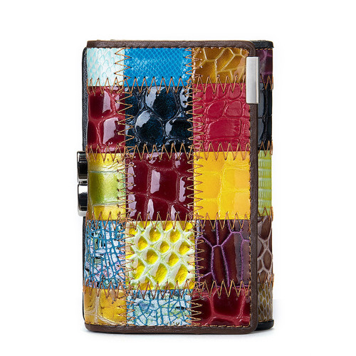 Vintage Colorblock Patchwork Patent Leather Purse