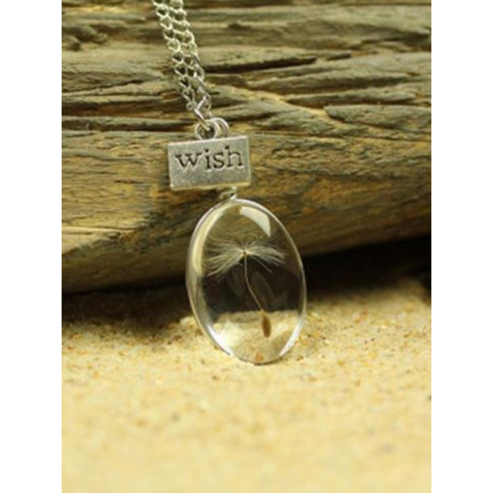 Vintage Dandelion Crystal Necklace