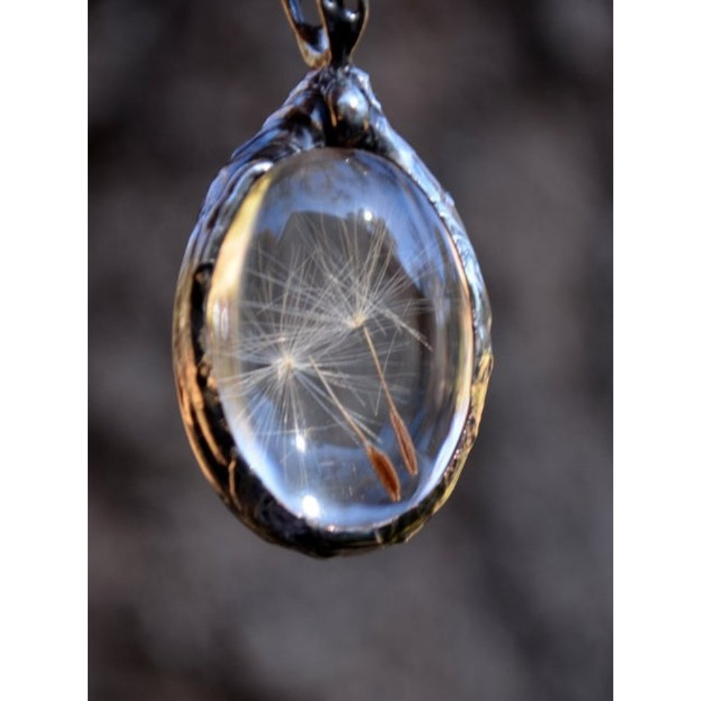 Vintage Dandelion Grass Pendant Necklace