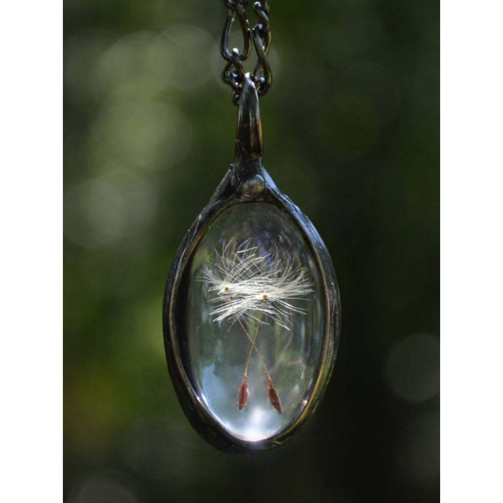 Vintage Dandelion Grass Pendant Necklace