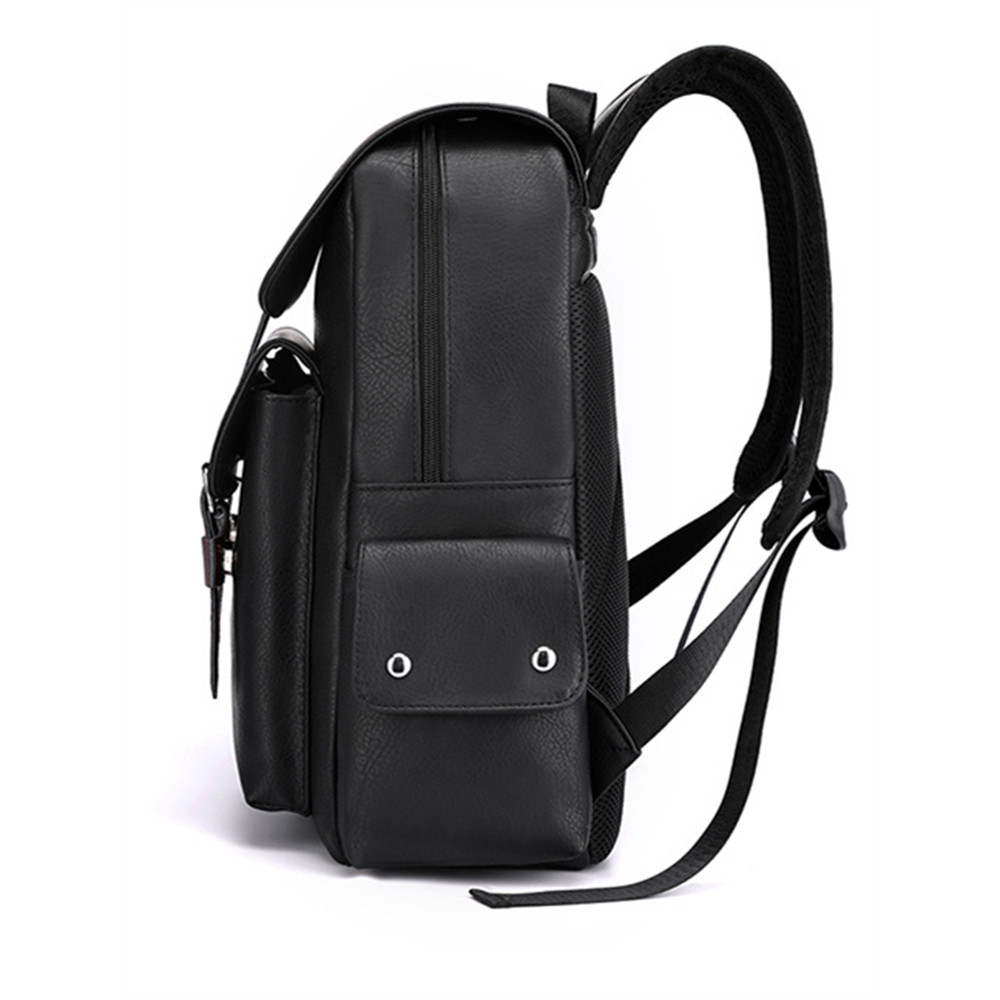 Vintage Double Buckle Utility Leather Backpack