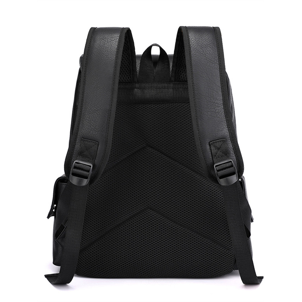 Vintage Double Buckle Utility Leather Backpack