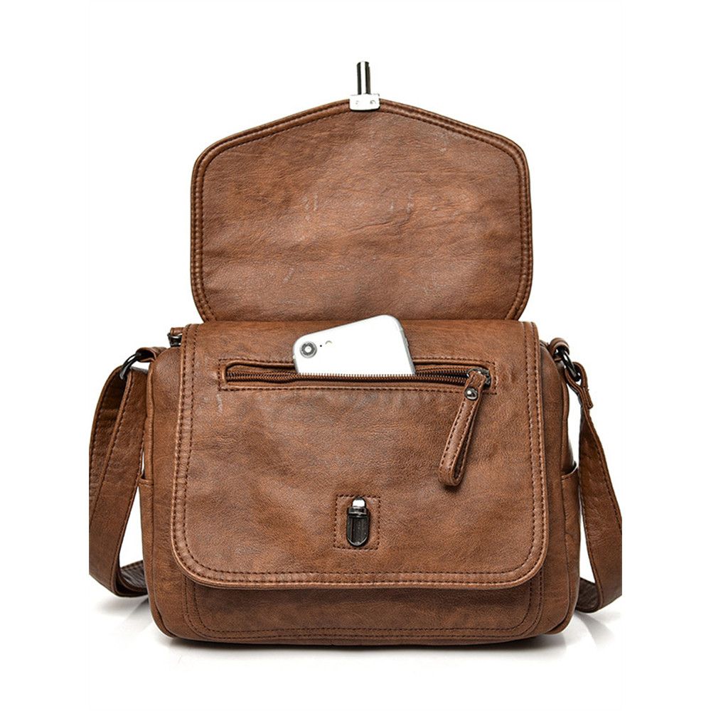 Vintage Double Flap Utility Crossbody Bag