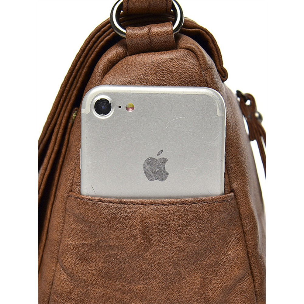 Vintage Double Flap Utility Crossbody Bag