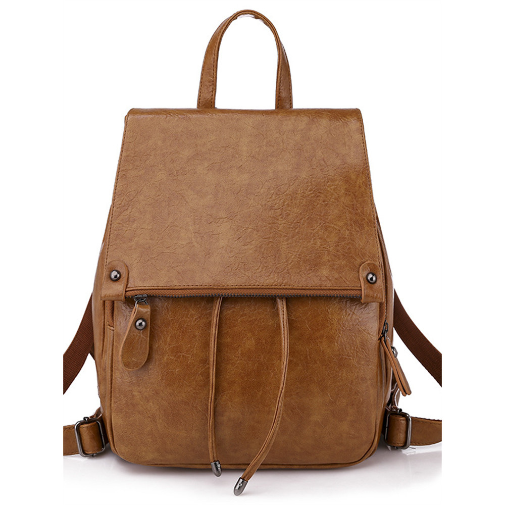 Vintage Flap Adjustable Soft Leather Backpack