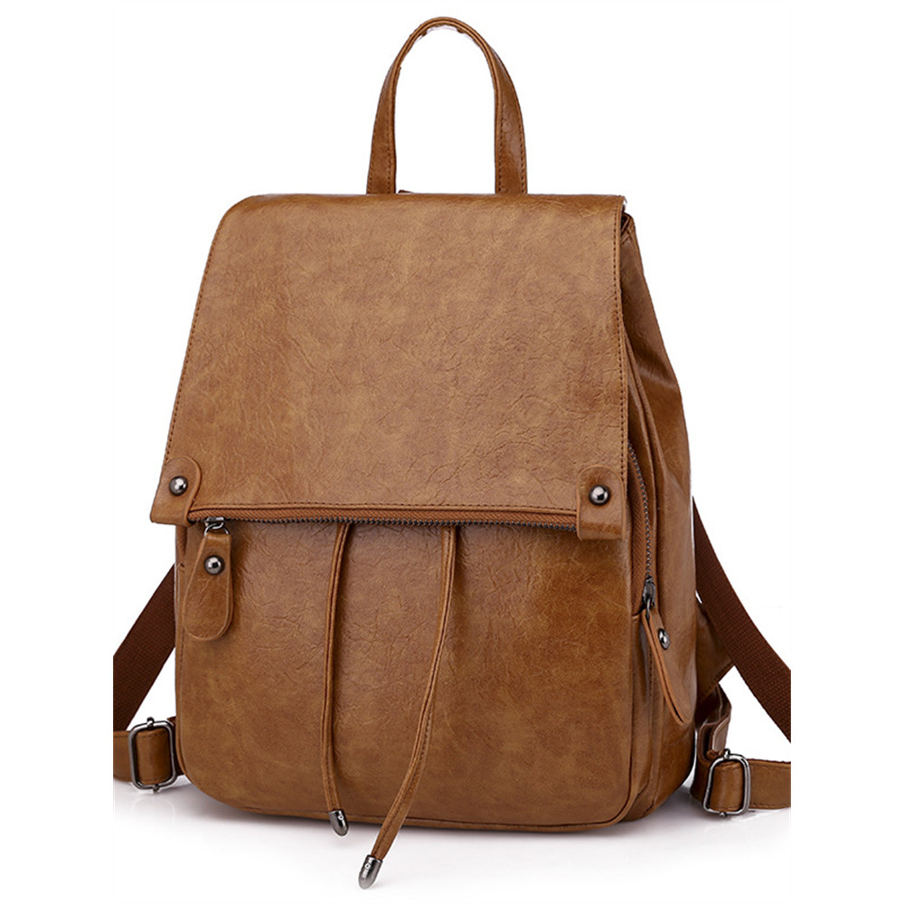 Vintage Flap Adjustable Soft Leather Backpack
