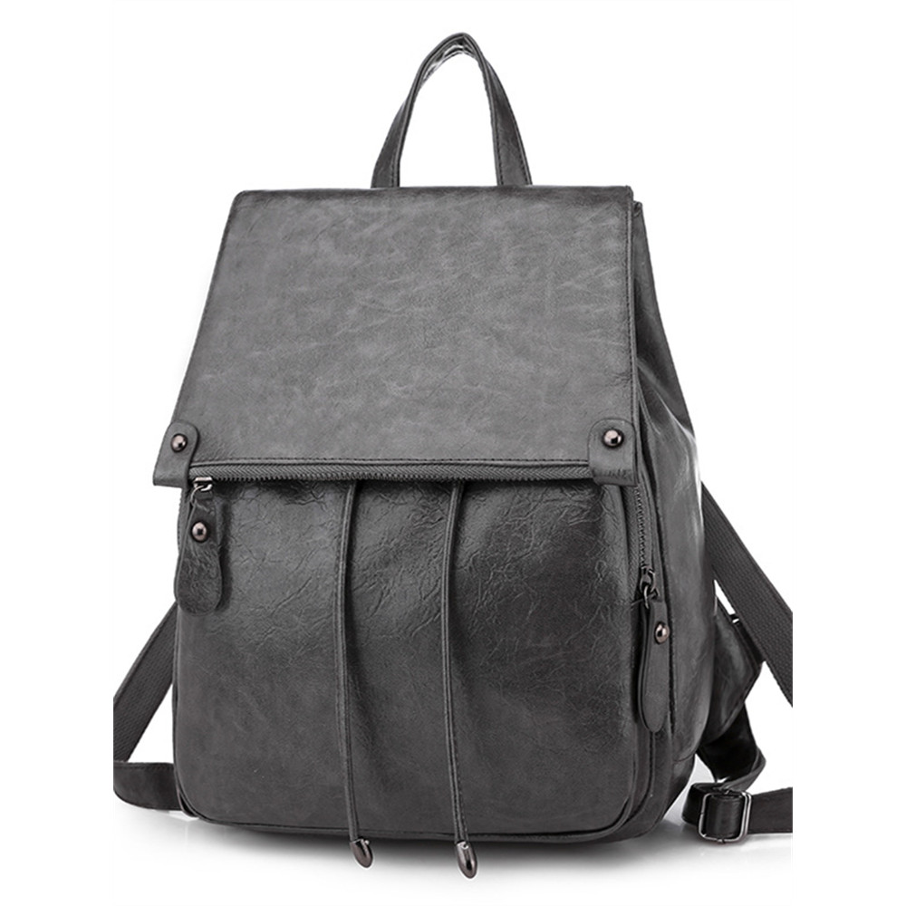 Vintage Flap Adjustable Soft Leather Backpack