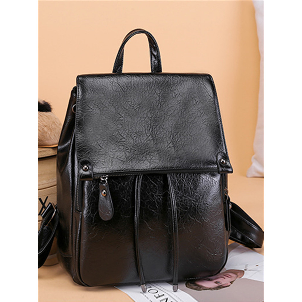 Vintage Flap Adjustable Soft Leather Backpack