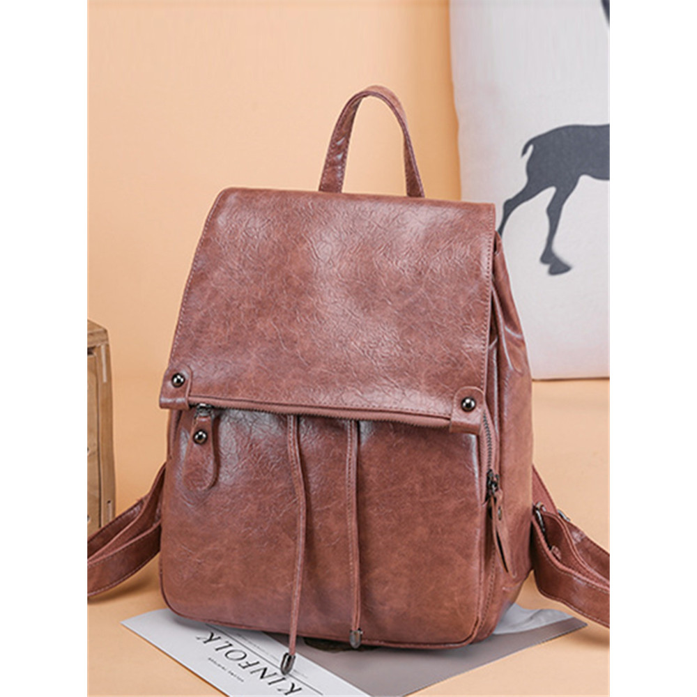 Vintage Flap Adjustable Soft Leather Backpack