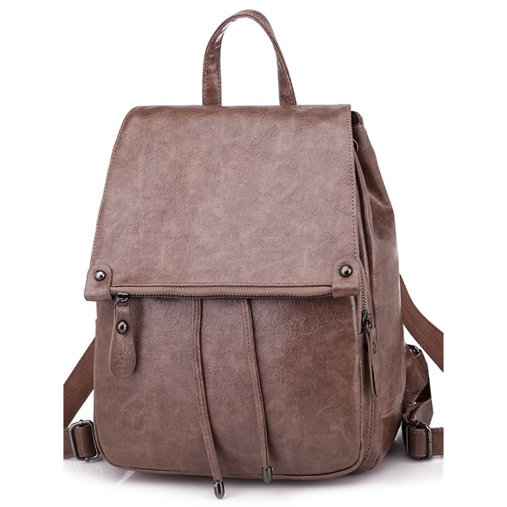 Vintage Flap Adjustable Soft Leather Backpack