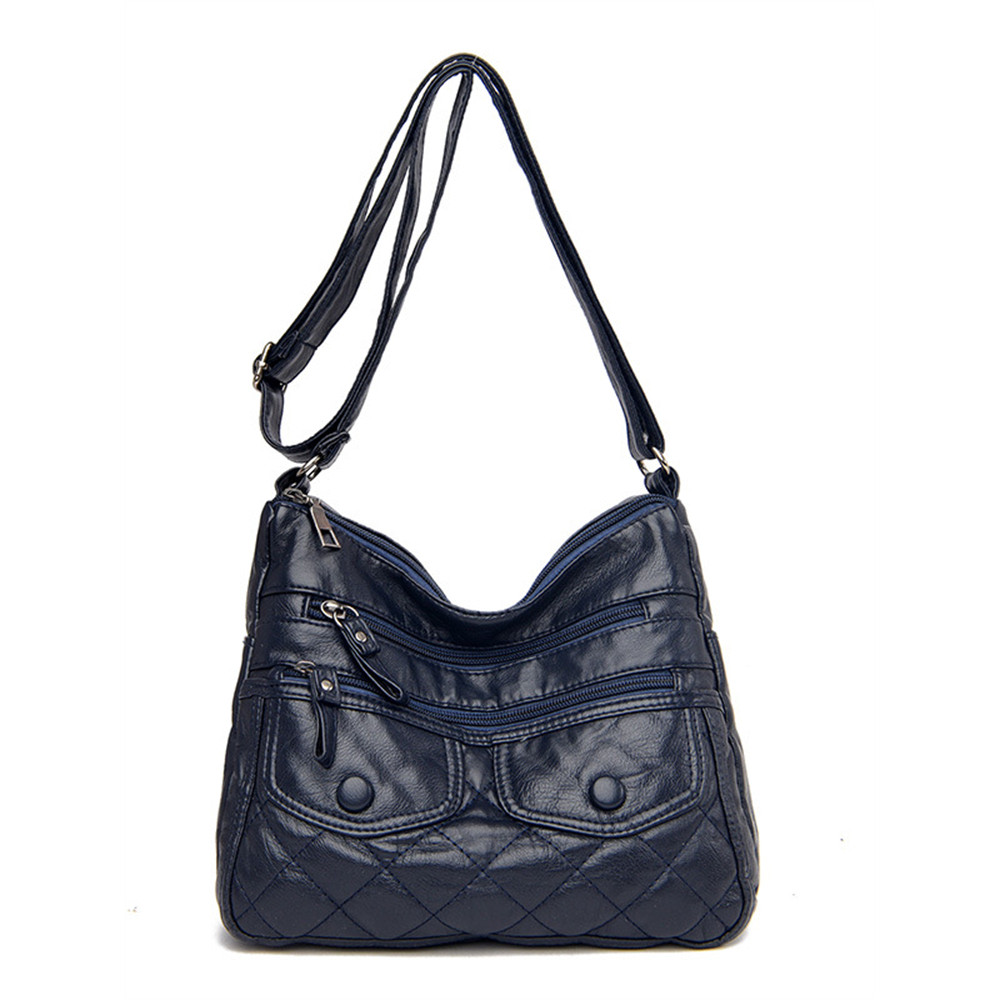 Vintage Flap Diamond Pattern Crossbody Bag