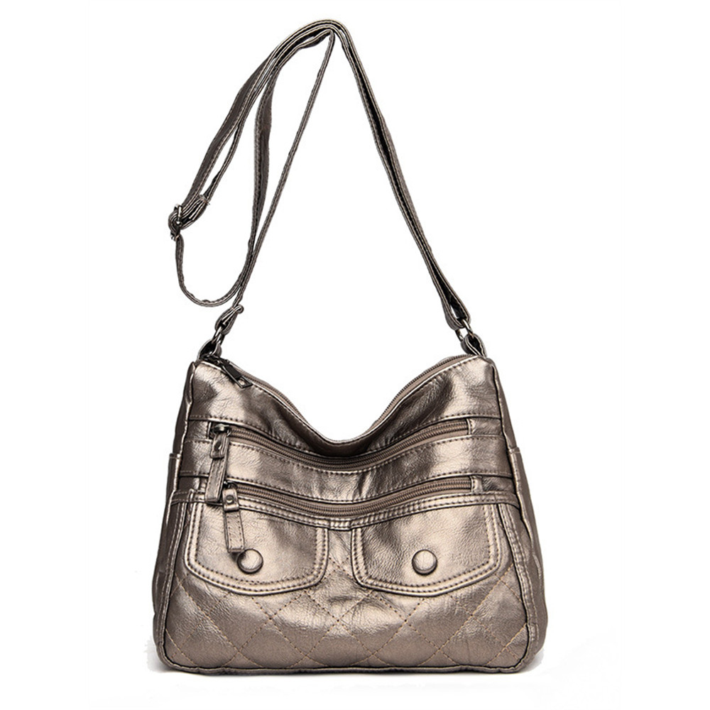 Vintage Flap Diamond Pattern Crossbody Bag