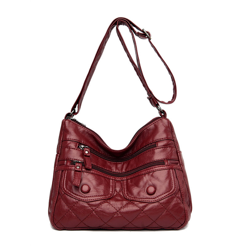 Vintage Flap Diamond Pattern Crossbody Bag