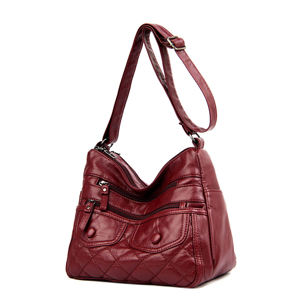 Vintage Flap Diamond Pattern Crossbody Bag