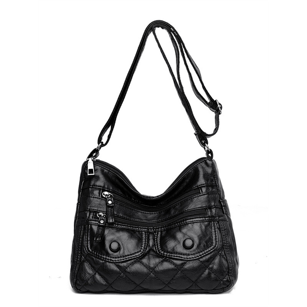 Vintage Flap Diamond Pattern Crossbody Bag