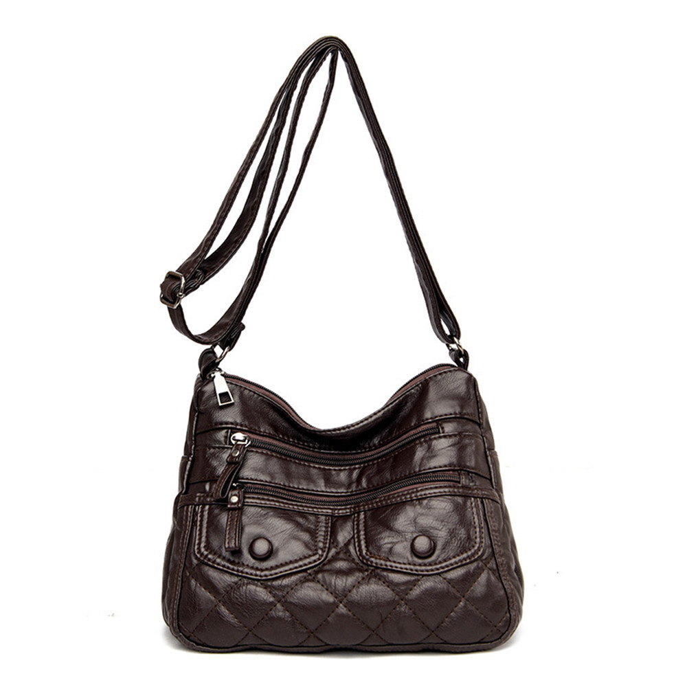 Vintage Flap Diamond Pattern Crossbody Bag