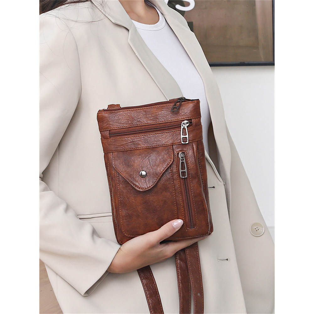 Vintage Flap Multi Pocket Utility Crossbody Bag