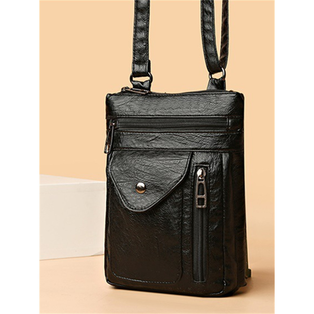 Vintage Flap Multi Pocket Utility Crossbody Bag