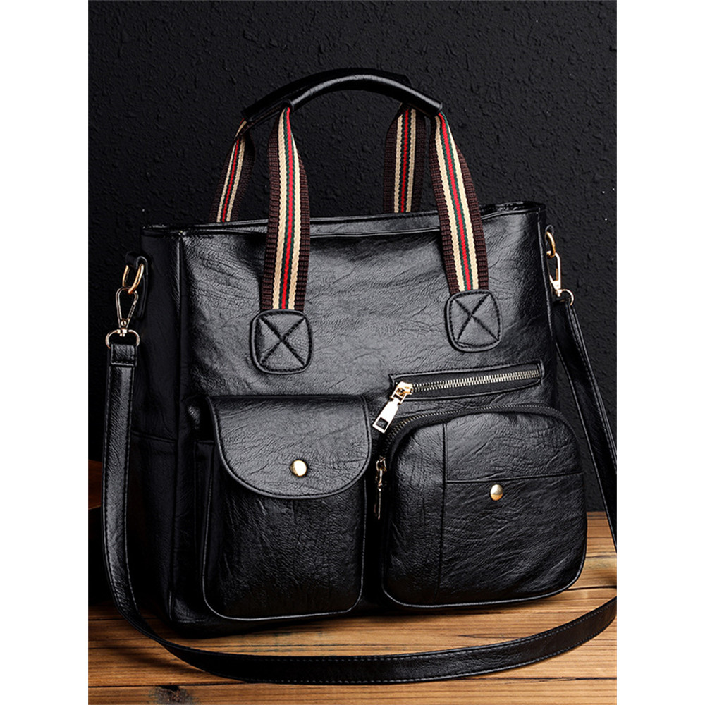 Vintage Flap Pocket Big Handbag Crossbody Bag