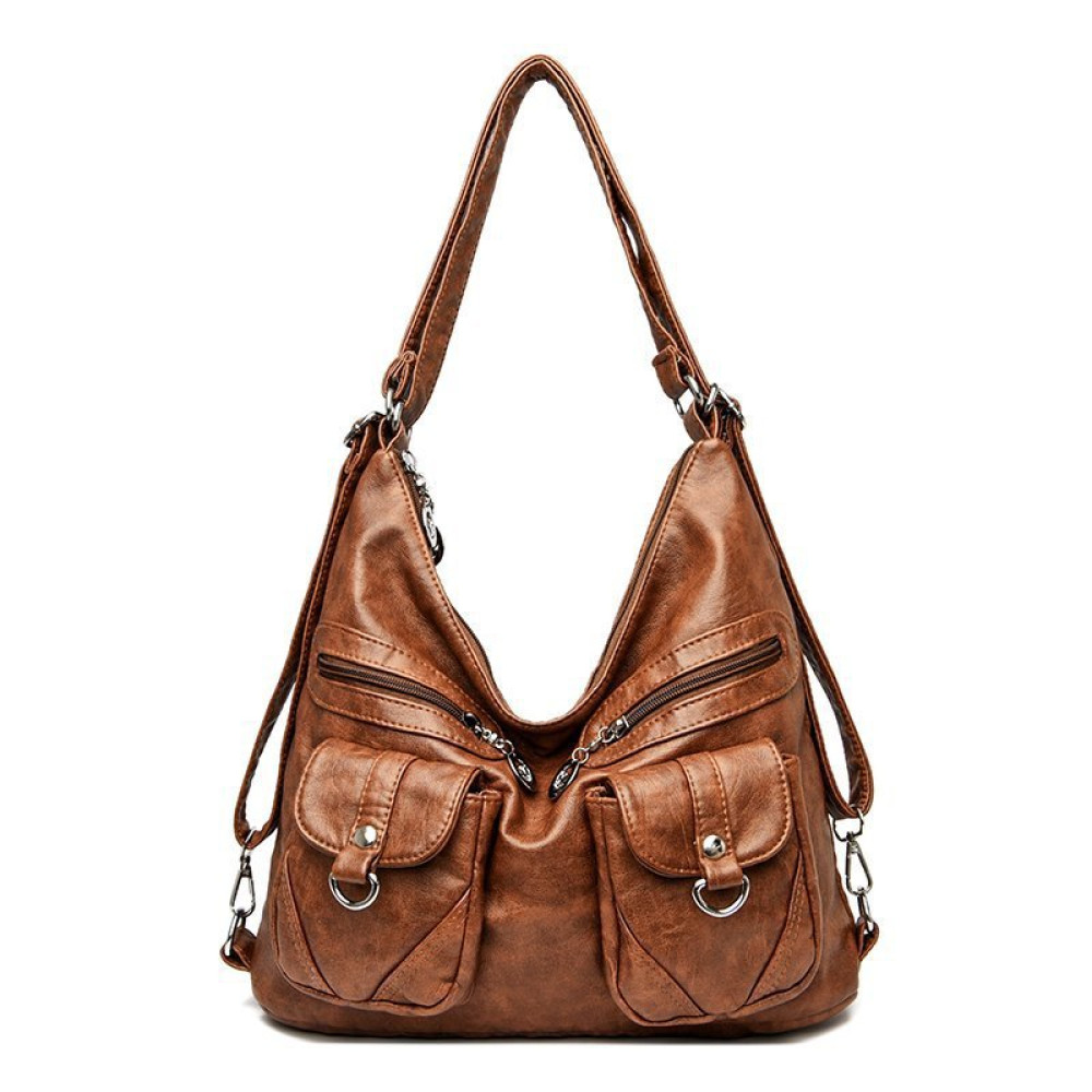 Vintage Flap Pockets Adjustable Backpack Shoulder Bag