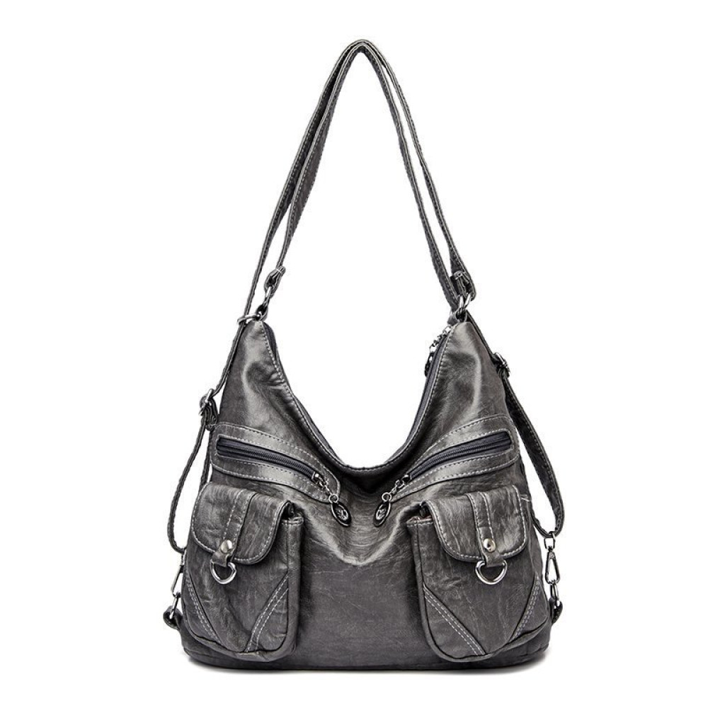Vintage Flap Pockets Adjustable Backpack Shoulder Bag