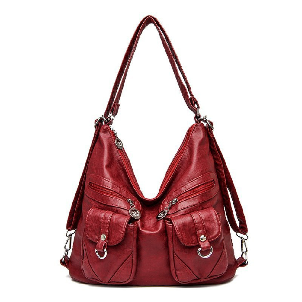 Vintage Flap Pockets Adjustable Backpack Shoulder Bag