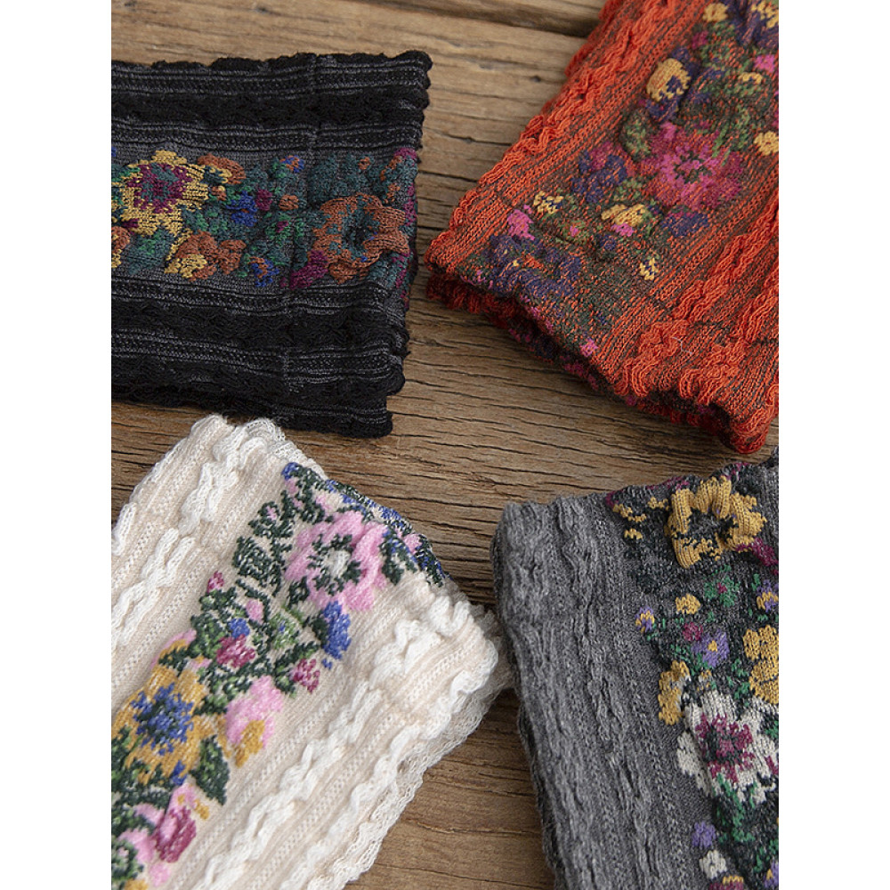 Vintage Floral Jacquard Cozy Socks